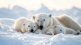 Polar bear with her cub