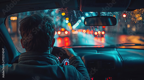 An epochal moment: A cinematic landscape through the glass of a car is a masterpiece view of the world passing behind the wheel, where the harmony of urban contours combines with a natural symphony photo