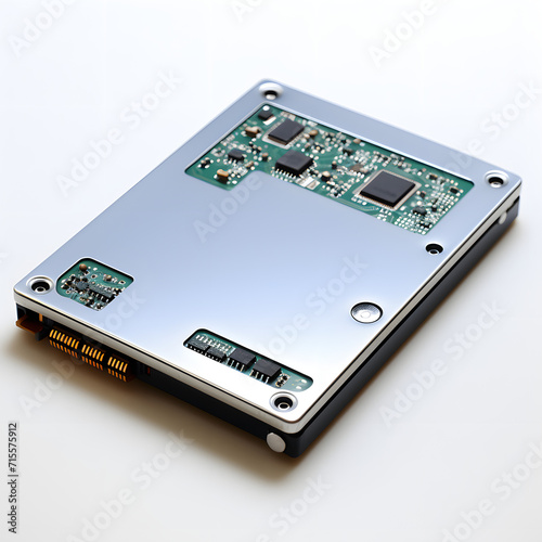 Close-up of a solid-state drive (ssd) for fast data transfer isolated on white background, png 