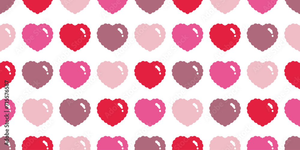heart seamless pattern valentine fluffy cartoon vector retro gift wrapping paper doodle tile background repeat wallpaper illustration design isolated - obrazy, fototapety, plakaty 