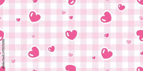 heart seamless pattern valentine tartan plaid checked vector cartoon retro gift wrapping paper doodle tile background repeat wallpaper illustration design isolated