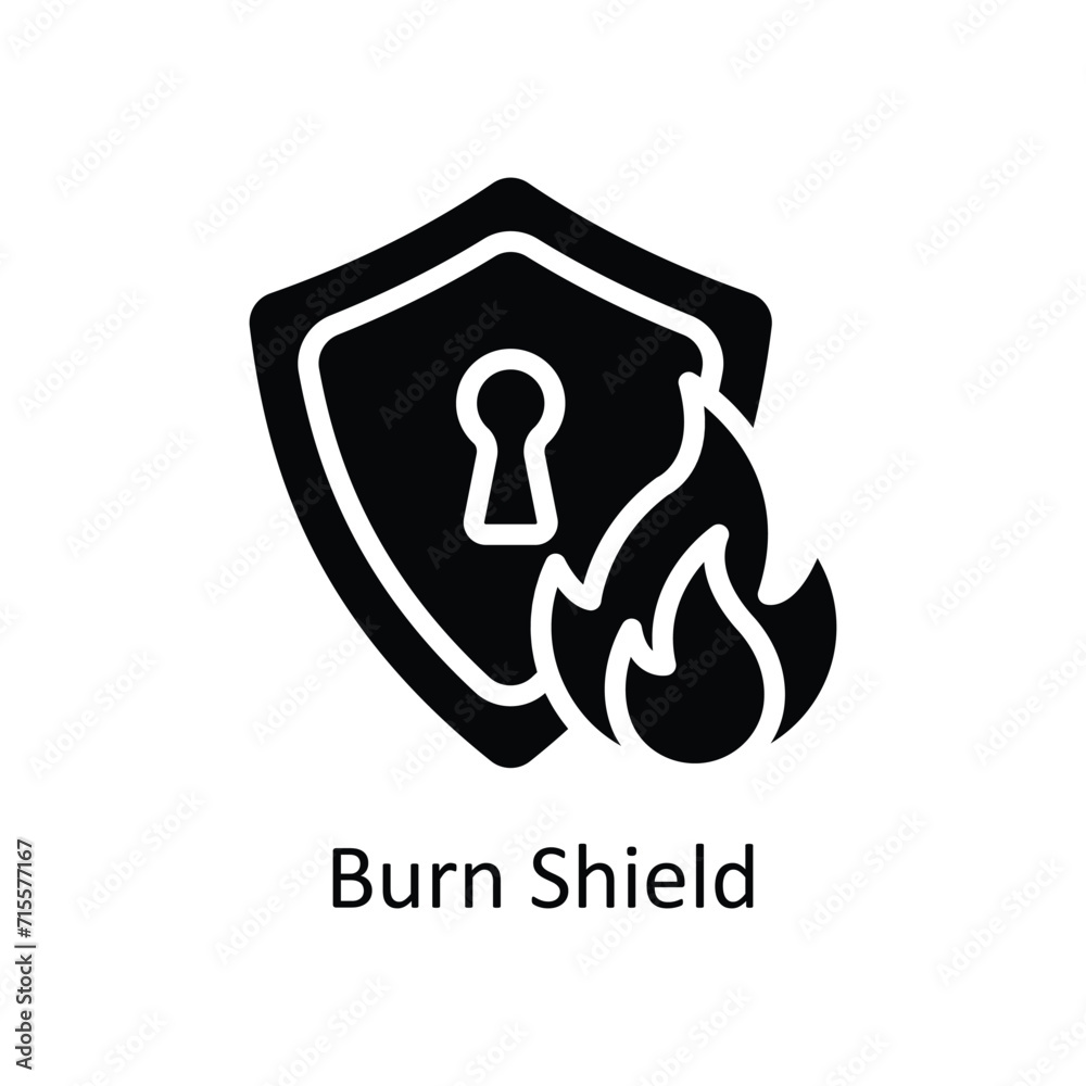 Burn Shield vector Solid icon style illustration. EPS 10 File Burn Shield vector Solid icon style illustration. EPS 10 File