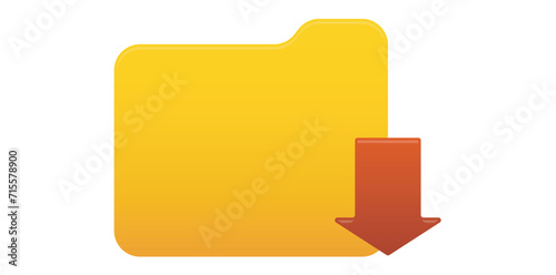 Folder Download Icon, Save Content, Internet Download Symbol With Folder File Design Element Vector Illustration.
