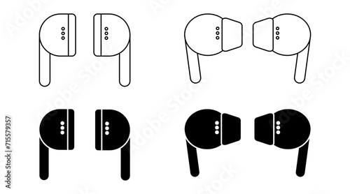In ear headphones icon set isolated on white background