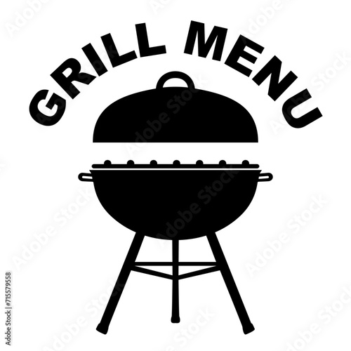 Silhouette grill icon with lid, brazier bbq menu sign, chargrill icon isolated – vector