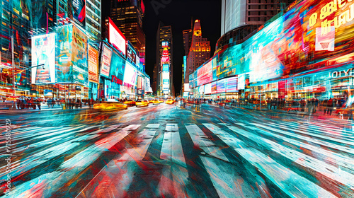 Times Square Nightlife: The vibrant nightlife of Times Square in Manhattan, capturing the energy and excitement of New York City photo