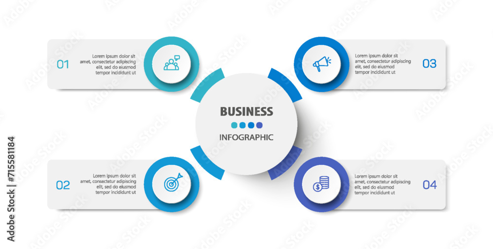 Infographic business design vector template with 4 options, steps or processes. Can be used for presentations banner, workflow layout, process diagram, flow chart, info graph Infographic business design vector template with 4 options, steps or processes. Can be used for presentations banner, workflow layout, process diagram, flow chart, info graph