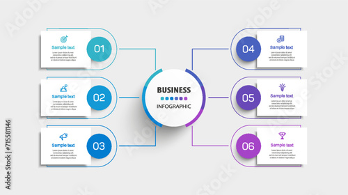 Business infographic vector design template with 6 options, steps or processes