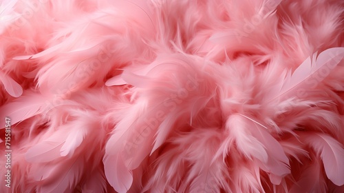 Pastel pink textured feather background. Fluffy pink feathers for wallpaper.