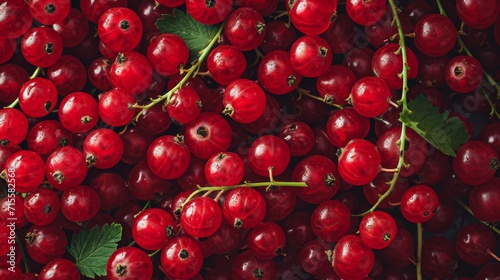 Close-up Photo of a Bunch of Red Berries With Green Leaves