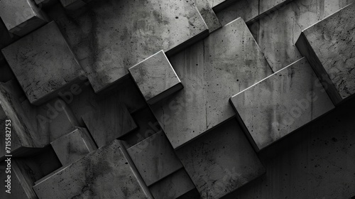 Black and White Photo of Concrete Blocks - Minimalist Urban Architecture