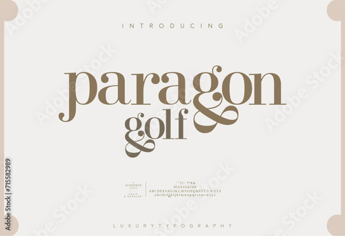 Paragon golf, elegant wedding alphabet letters font and number typography luxury classic lettering serif fonts decorative logo vintage 