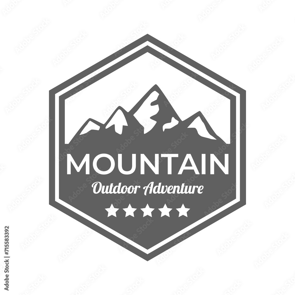 Adventure and outdoor vintage logo template, badge or emblem style. Mountain logo vector design template.