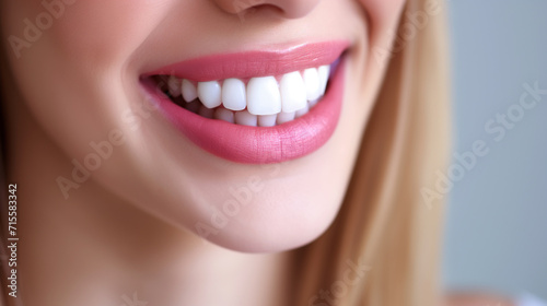 Sorriso de uma mulher com dentes perfeitos photo