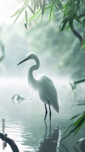 White Bird Standing in Water © Denys