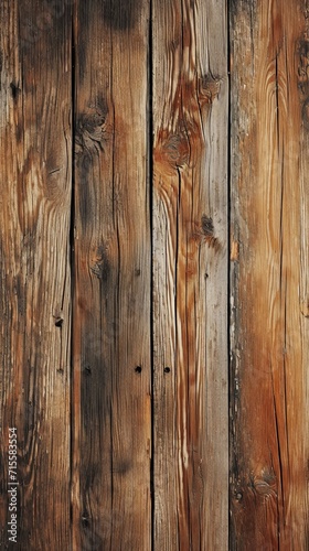Close-Up of Wooden Plank Wall in Natural Texture and Grain Pattern