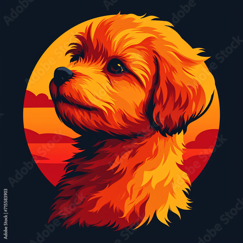 flat vector logo of poodle