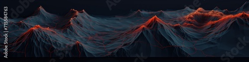 Tech dark topographic 3d relief abstract background. Generative AI