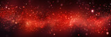 Abstract red background with floating particles, glowing backdrop. Glitter blinking sparks, Christmas and New Year floating glittering stars on azure, bokeh backdrop, magic dust, generative ai