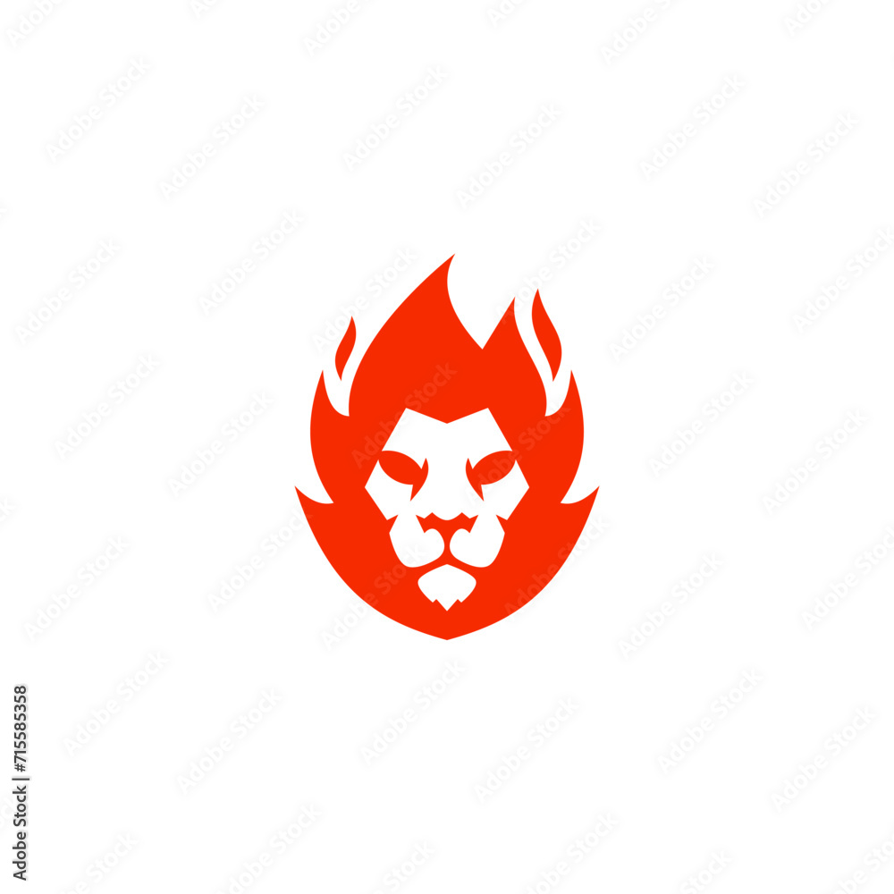 vector burning lion or lion with fire logo design vector burning lion or lion with fire logo design