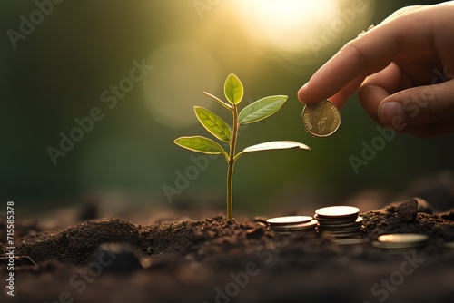 gardening and investing with the concept of growth increasing long-term investment photo