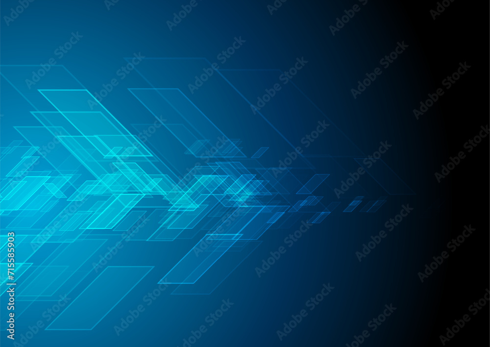 Bright blue minimal abstract geometric tech glowing background