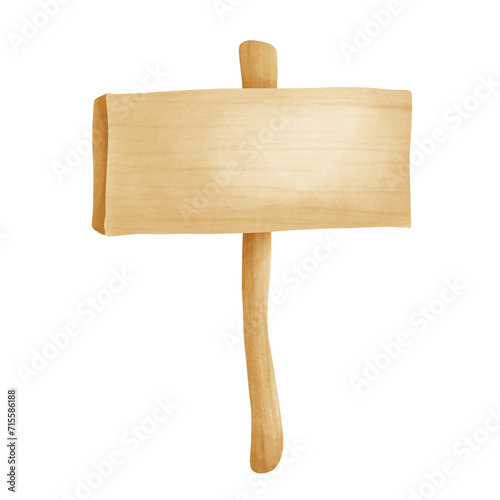 Wooden sign board watercolor drawing