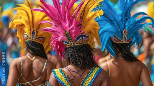 Back of frevo dancers at the street carnival in Recife, Pernambuco, Brazil. Festival.