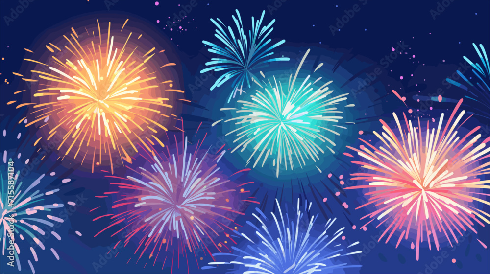 Abstract fireworks bursting in a celebratory display, providing vibrant and festive backgrounds for joyous occasions and events. simple minimalist illustration creative