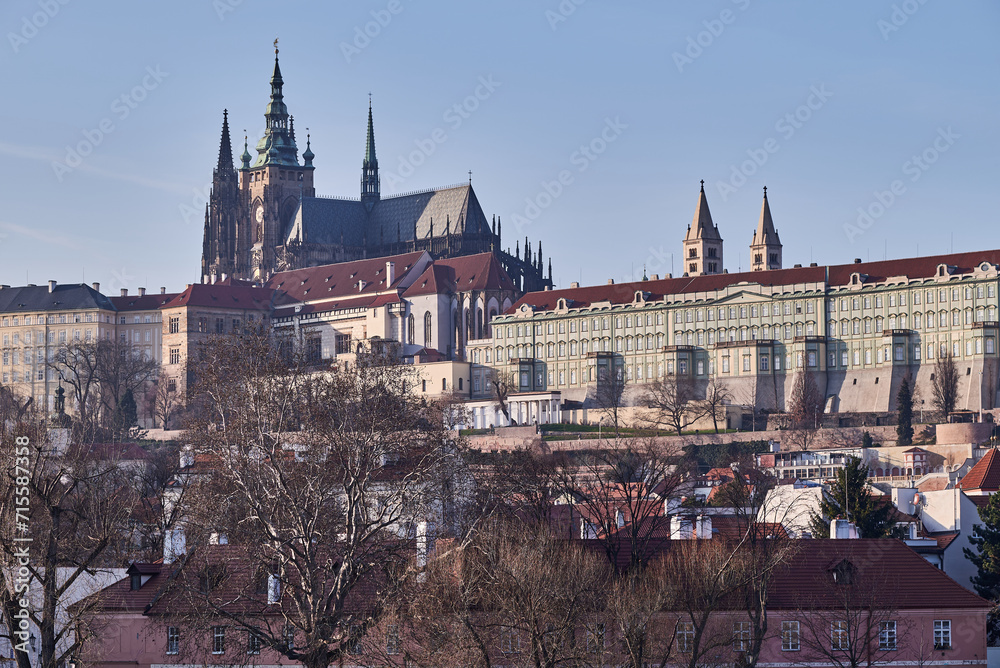 Fototapeta premium Cityscape view of Prague castle in Czech republic