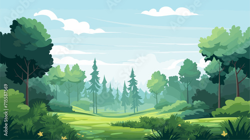 Vector illustration of a tranquil forest scene with trees and foliage, creating serene and nature-inspired backgrounds for various projects. simple minimalist illustration creative