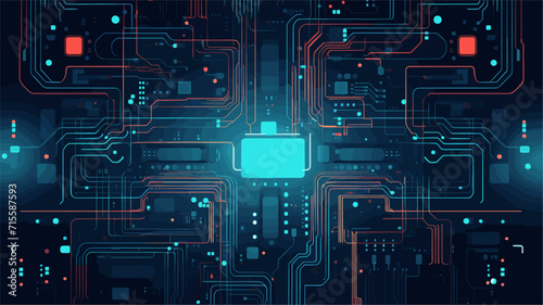 digital circuit board elements, portraying futuristic and tech-oriented backgrounds for digital and electronic designs. simple minimalist illustration creative