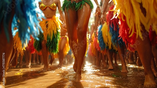 Samba School perform at Marques de Sapucai known as Sambodromo, legs of women in carnival.