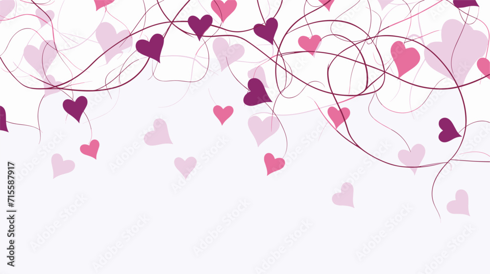 Small minimalist background illustration, line art style. one line, creative,anime. Abstract intertwined vines and hearts forming a seamless pattern, portraying the enduring and organic aspects of