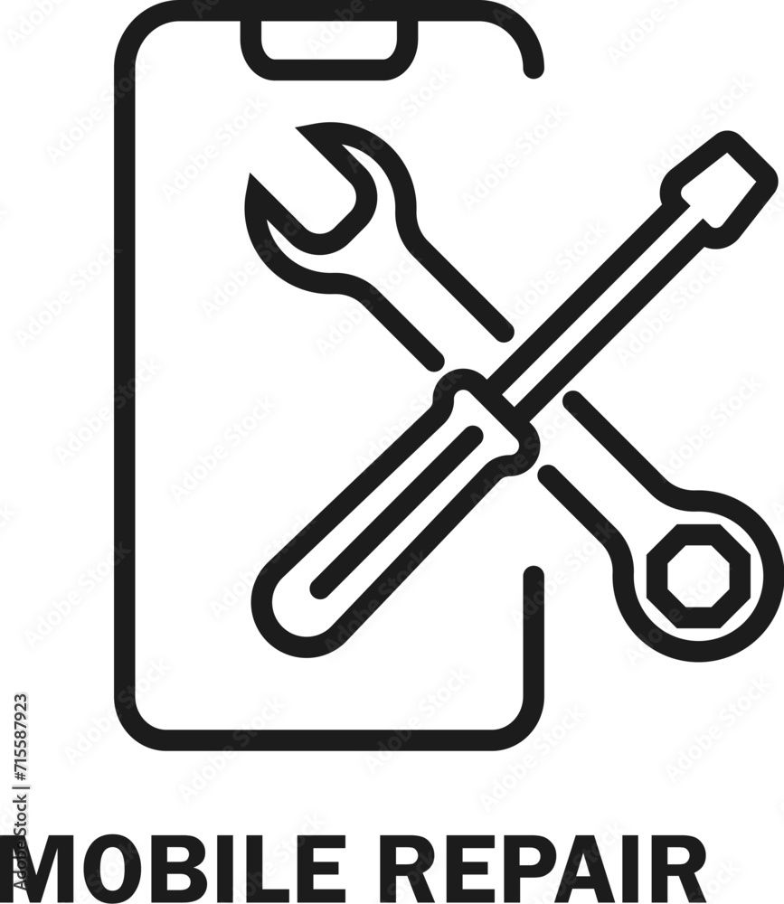 Repairing of mobile device. Mobile repair. Toolkit. Toolbox. Wrench and