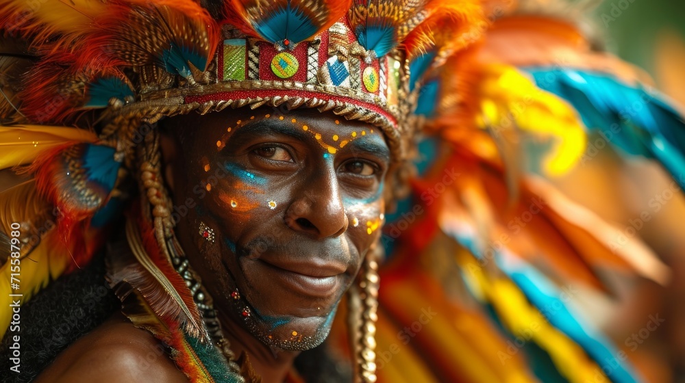 Portrait of an brazilian man in traditional costume at the carnival in Brazil.