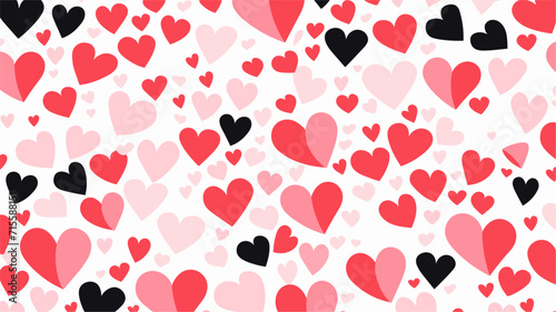 Small minimalist background illustration, line art style. one line, creative,anime. Abstract paper cutout hearts in a seamless pattern, capturing the playful and whimsical aspects of expressing love