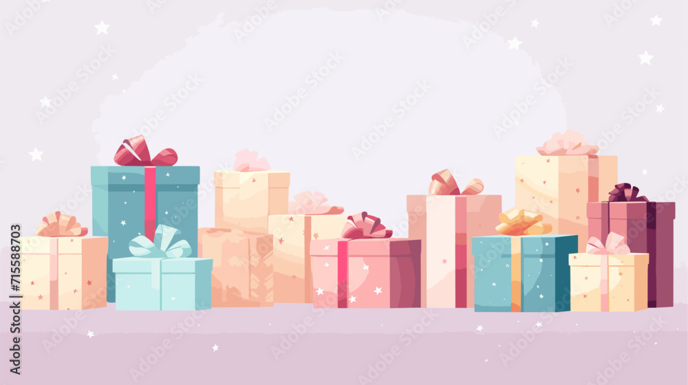 Vector illustration of colorful presents and gift boxes, representing the spirit of giving and celebration at a birthday or festive party. simple minimalist illustration creative
