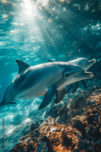 Grupo de golfinhos no mar 