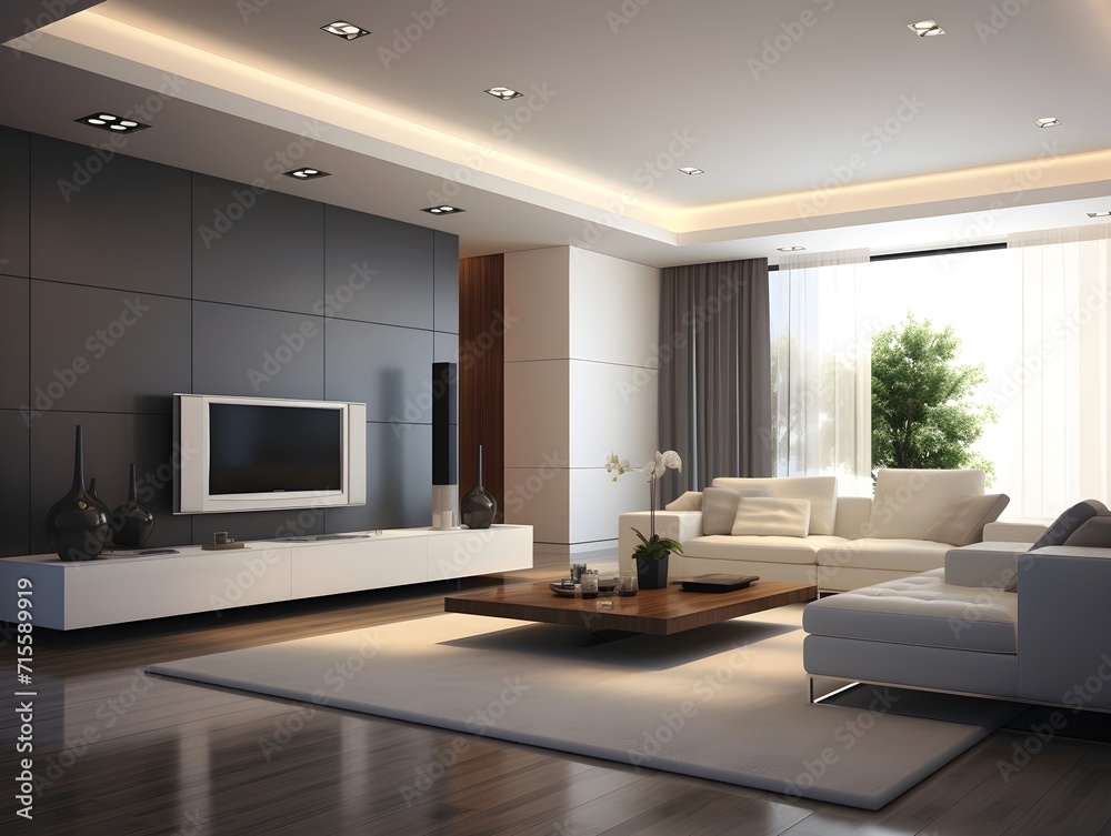 Fototapeta premium Modern living room interior design. Living room ideas. Drawing room interior design. 3d rendering 