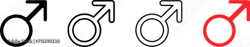 Male gender icons. Line, set of male gender icons. Vector icons