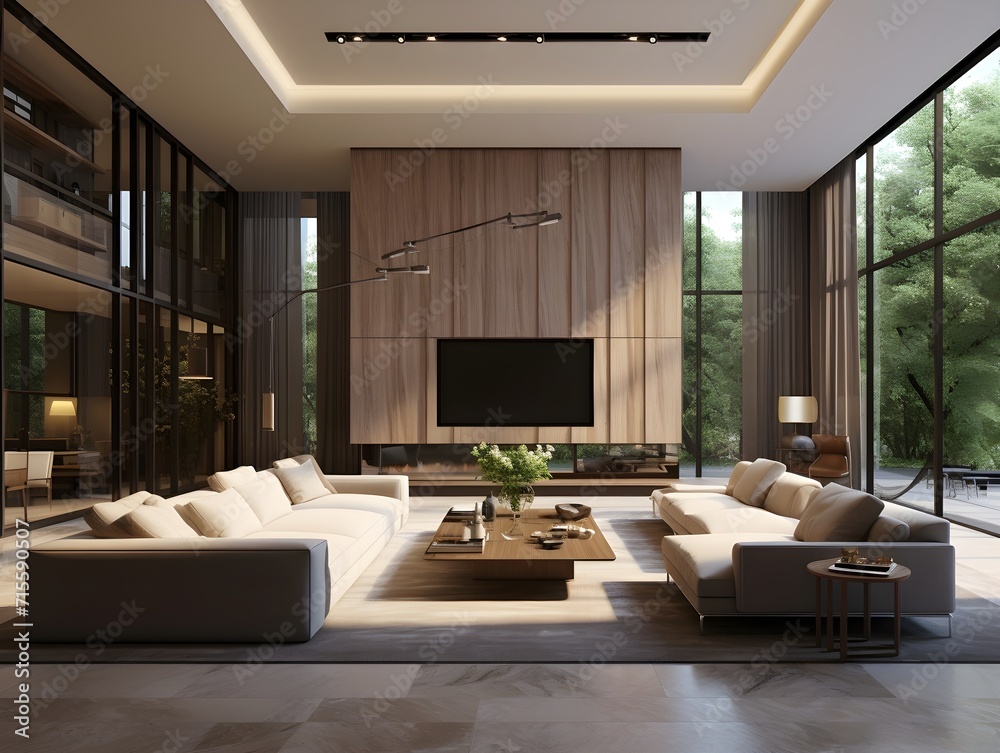 Fototapeta premium Modern living room interior design. Living room ideas. Drawing room interior design. 3d rendering 