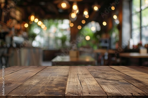 Wooden Table Top in Front of Restaurant, Outdoor Dining Space With Cozy Setting