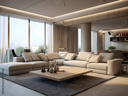 Modern living room interior design. Living room ideas. Drawing room interior design. 3d rendering  © AmirsCraft