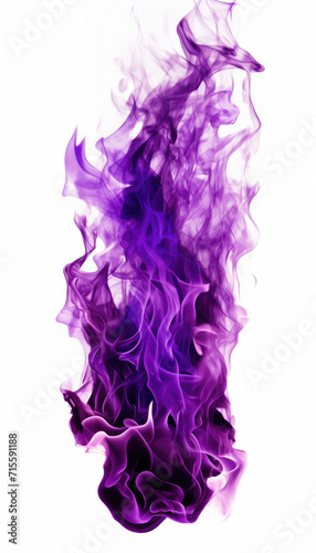 Tongues of purple fire on clear white background, purple flames and sparks background design
