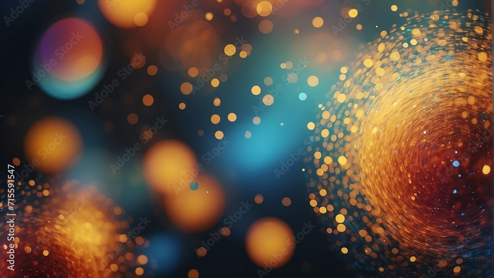 Colorful circles energy particles blurred bokeh bright glowing abstract background from Generative AI