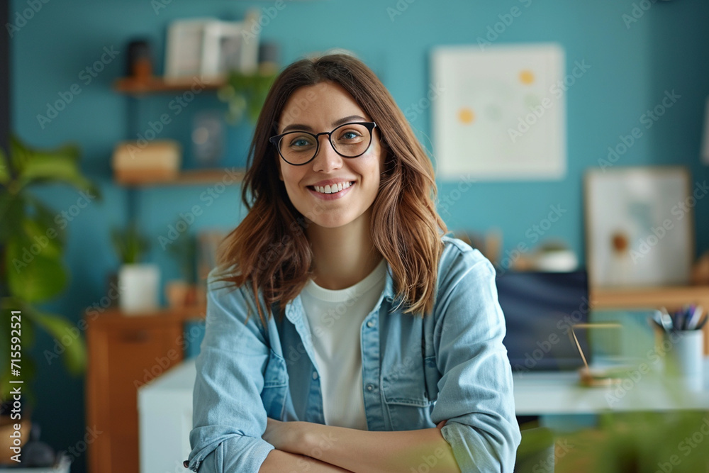 Young happy business woman smiling and looking at camera Young happy business woman smiling and looking at camera