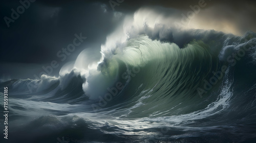 Stormy Ocean View: Detailed shot of turbulent waves, offering ideal surfing conditions.