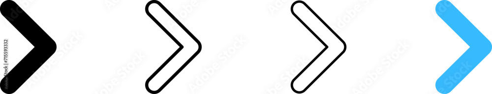 Right arrow icons. Different styles, right arrow icon set. Vector icons Right arrow icons. Different styles, right arrow icon set. Vector icons