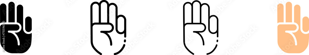 Three fingers hand icons. Different styles, set of three fingers hand icons. Vector icons Three fingers hand icons. Different styles, set of three fingers hand icons. Vector icons